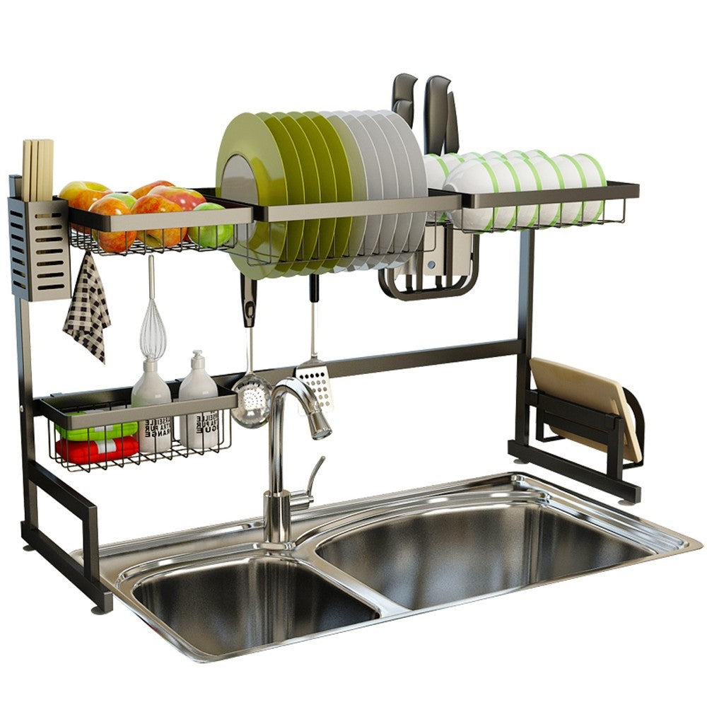 34.6" Space-Saving Stainless Steel Dish Drying Rack for Sinks