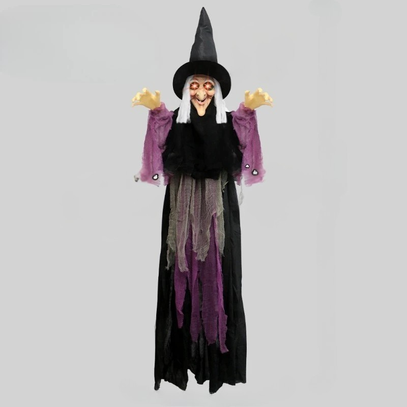 71-Inch Spooky Animated Witch with Glowing Red Eyes