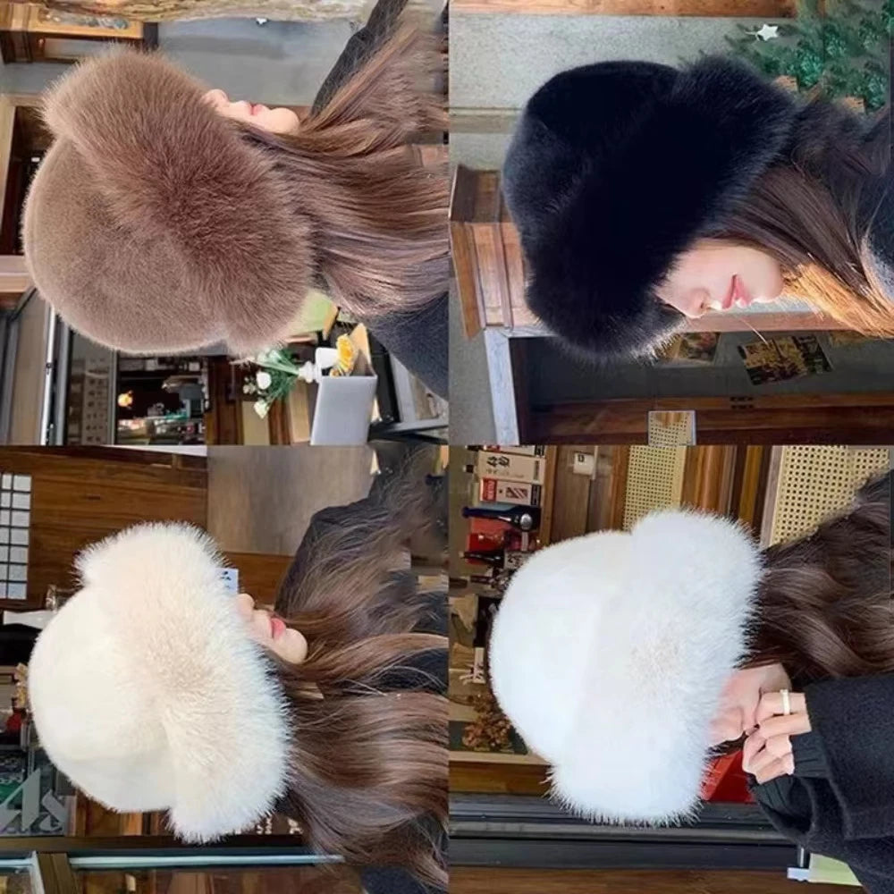 Chic Faux Fur Winter Bucket Hat for Women