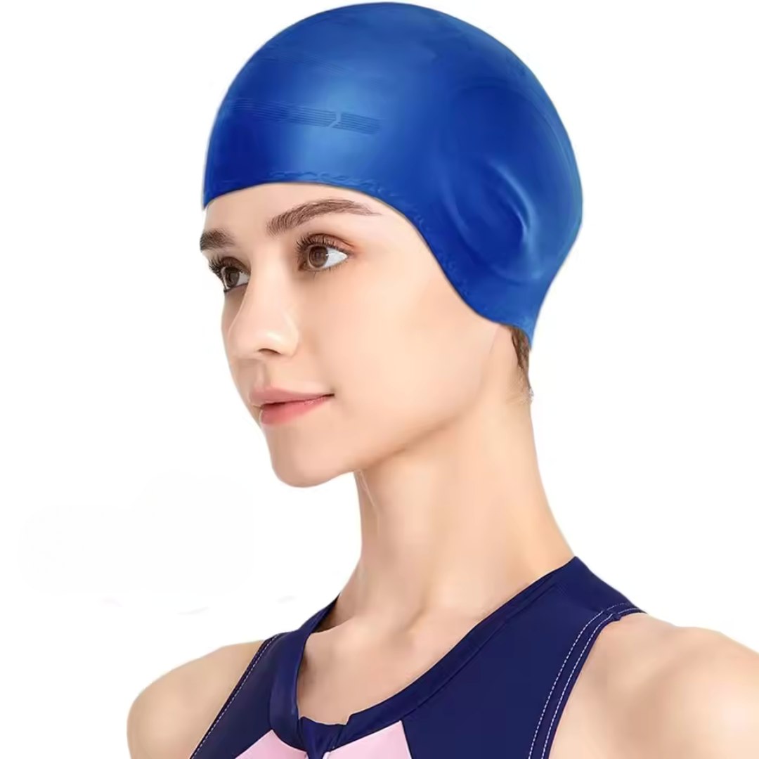 Premium Silicone Swim Cap with Ear Coverage – AquaGuard Design