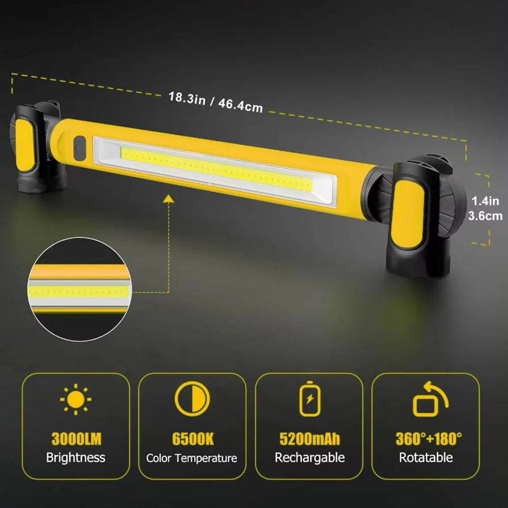 Versatile Rechargeable LED Work Light with Magnetic Attachment