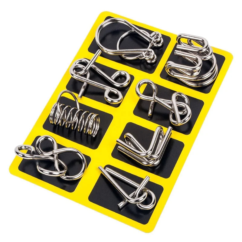 Engaging 8-Piece Metal Ring Puzzle Set for All Ages
