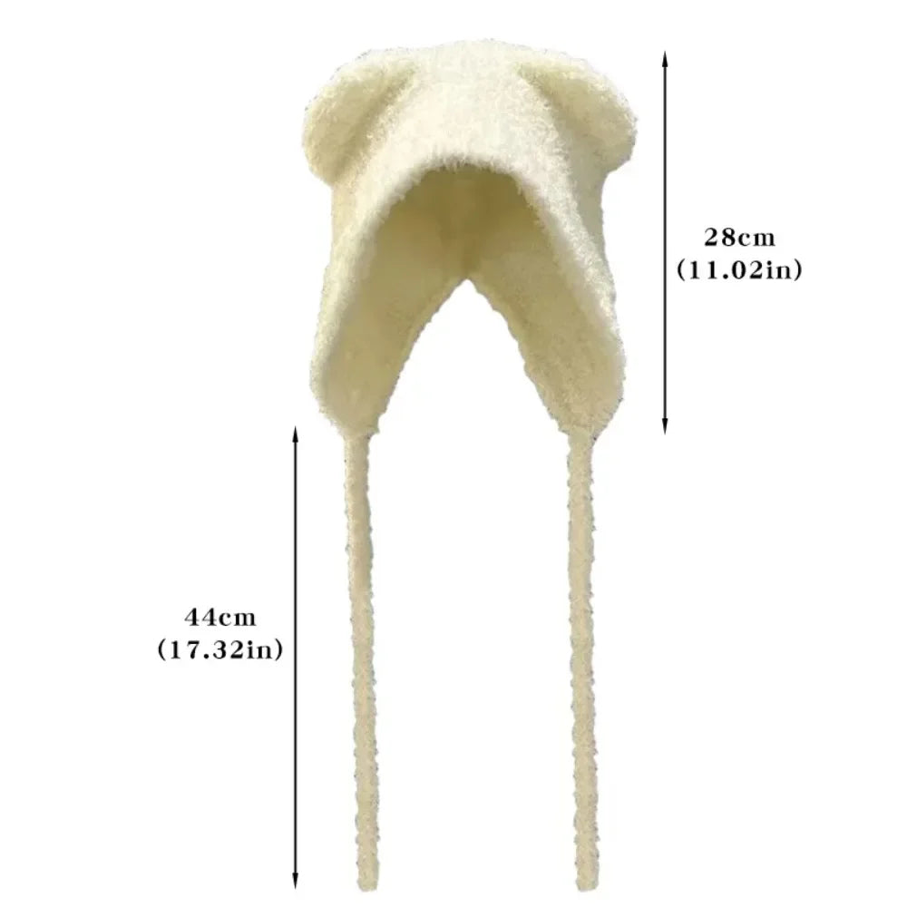 Charming Fuzzy Bear Ear Winter Beanie