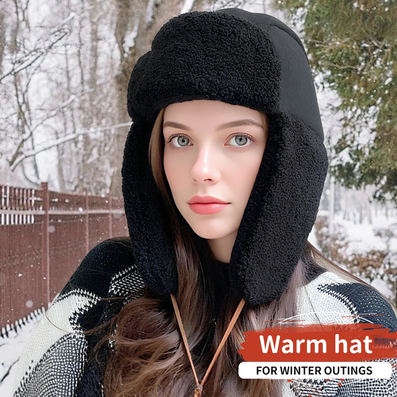 Cozy Fleece Winter Bomber Hat with Ear Flaps