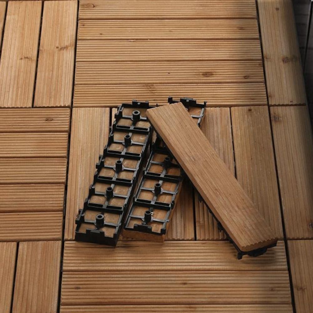 27-Piece Interlocking Wooden Deck Tiles for Outdoor Spaces