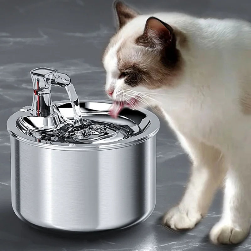 Elegant Stainless Steel Pet Water Dispenser with Smart Sensor