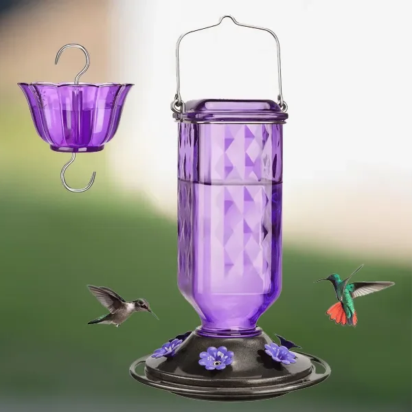 Elegant 24oz Glass Nectar Feeder for Hummingbirds