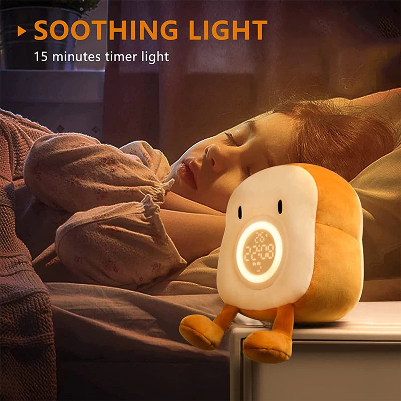 Cozy Time Buddy: Plush Alarm Clock with Gentle Night Light