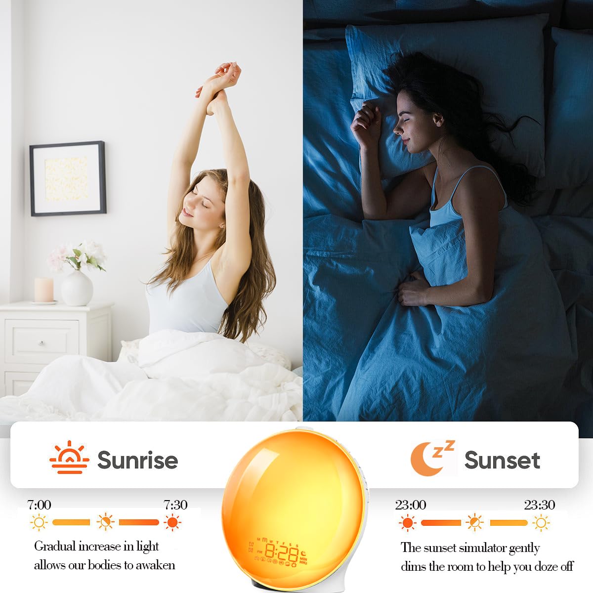 Natural Light Alarm Clock with Soothing Soundscapes