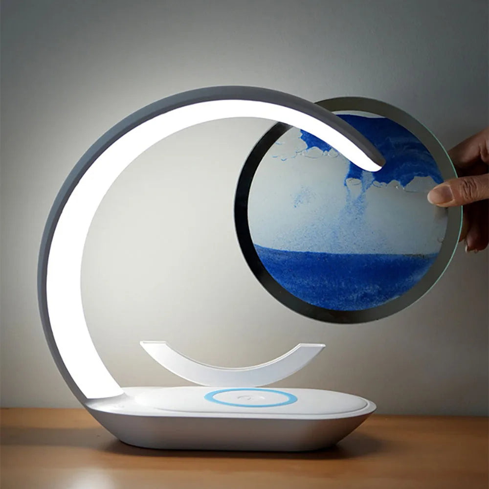 Elegant 3D Sandflow Lamp with Wireless Charging Feature