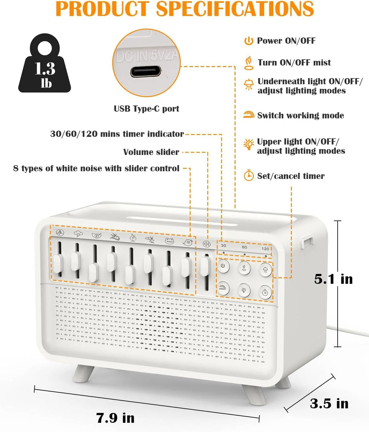 Serenity Sound Machine with Humidifier and Night Glow