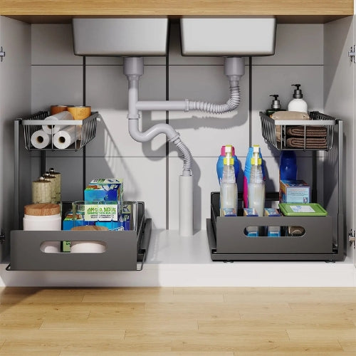 Sliding Organizer for Under Sink – 2-Tier Cabinet Storage