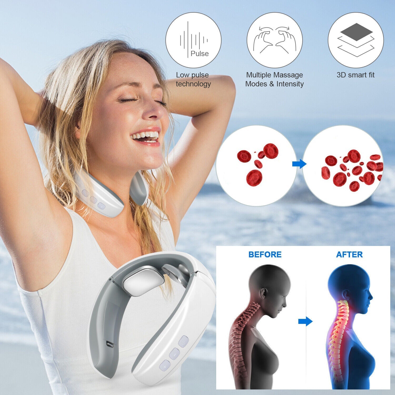 Rechargeable Pulse Neck and Shoulder Massage Device
