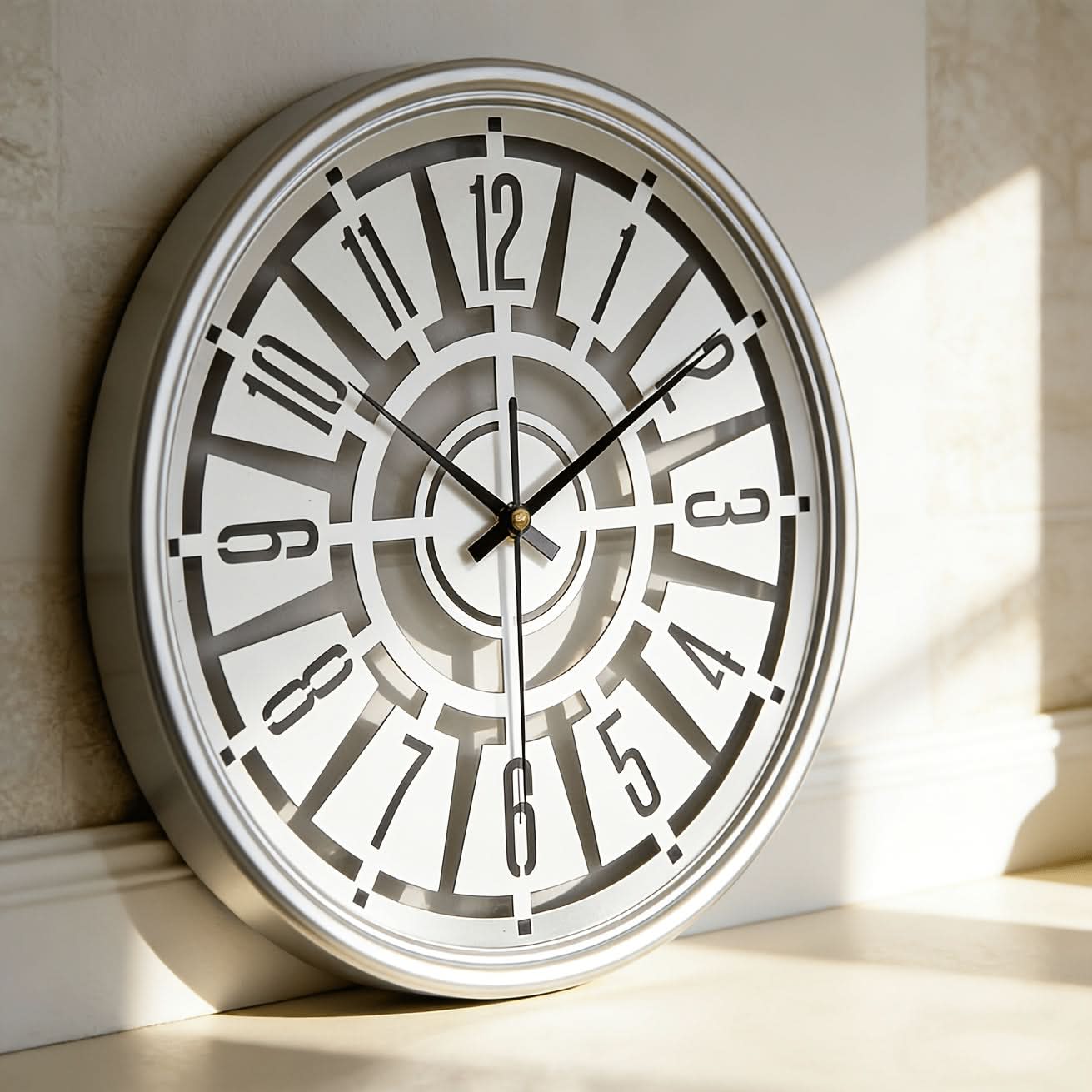 SereneTime – 15.75-Inch Silent 3D Iron Frame Wall Clock