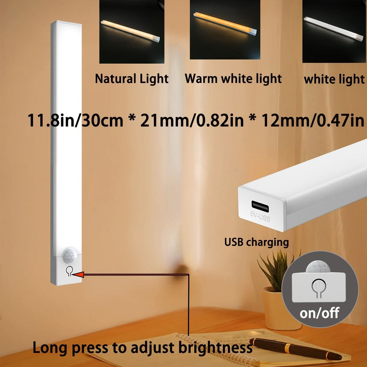 Lumosense - Smart Motion-Activated LED Night Light with Rechargeable Battery