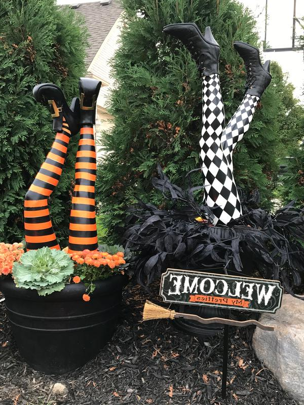 Charming Witch Leg Yard Stakes - Halloween Decor Duo