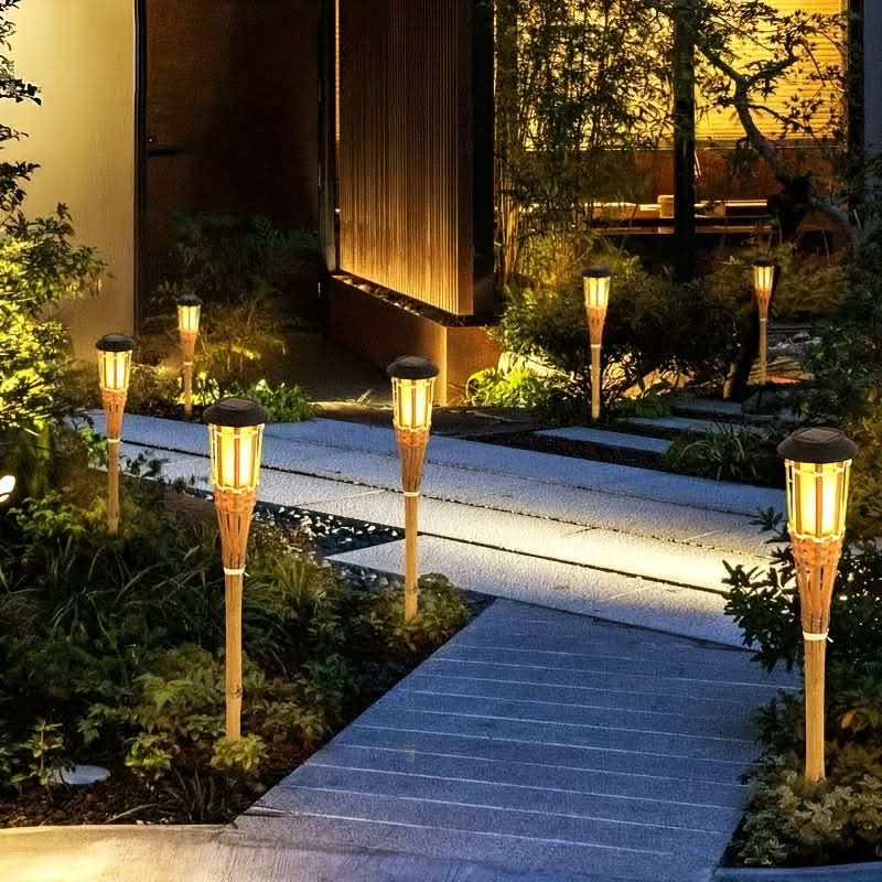 EcoFlame - Solar Bamboo LED Lanterns for Enchanting Outdoor Light