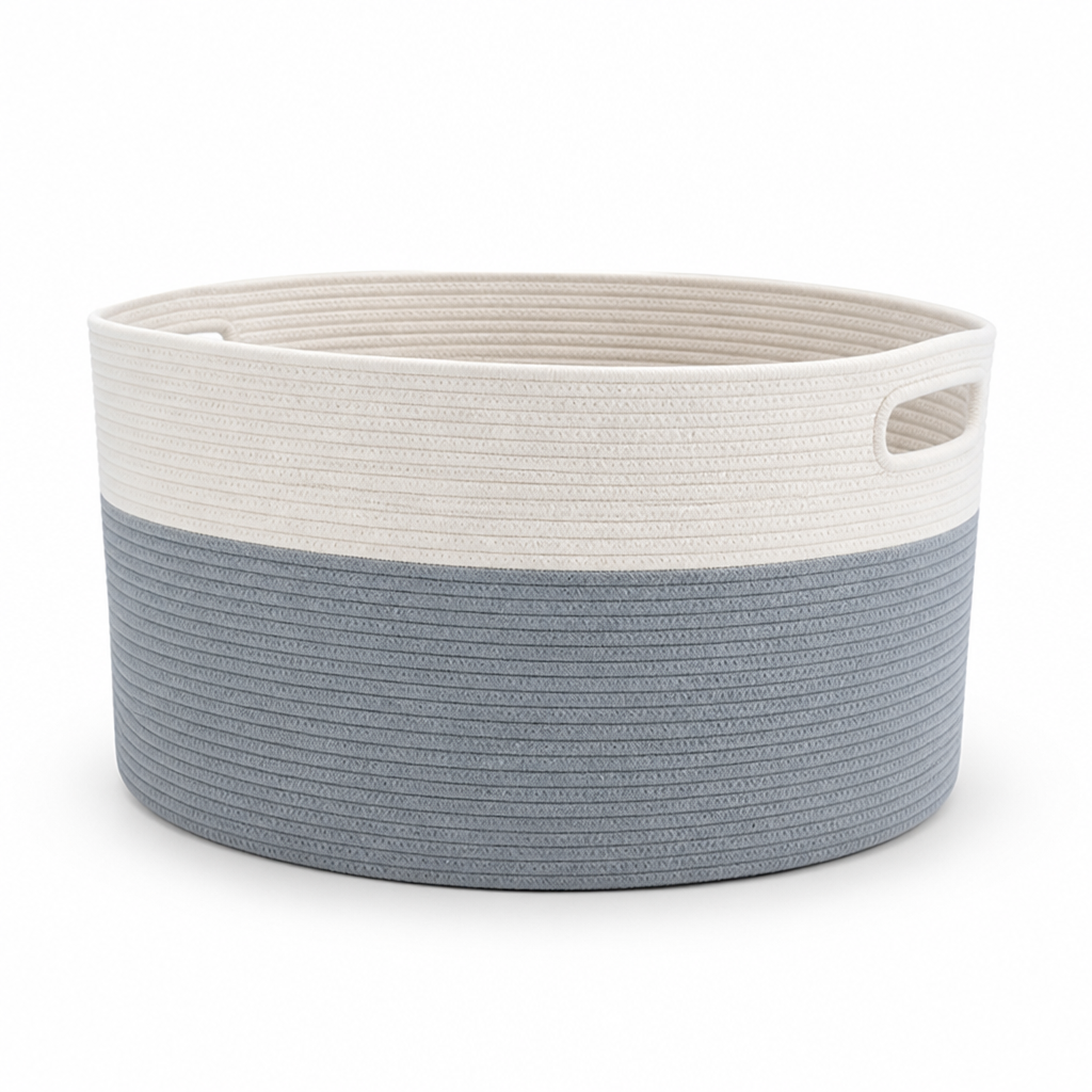 Round Woven Polyester Storage Basket (Built-In Handles)