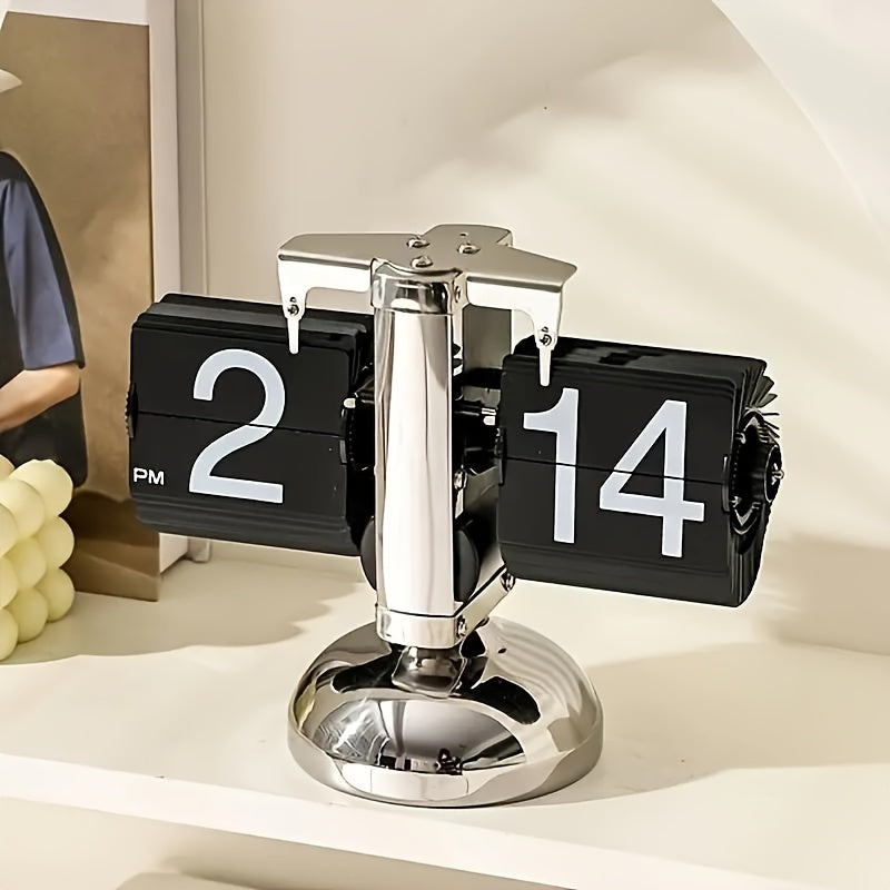 Steel Accent Retro Flip Clock