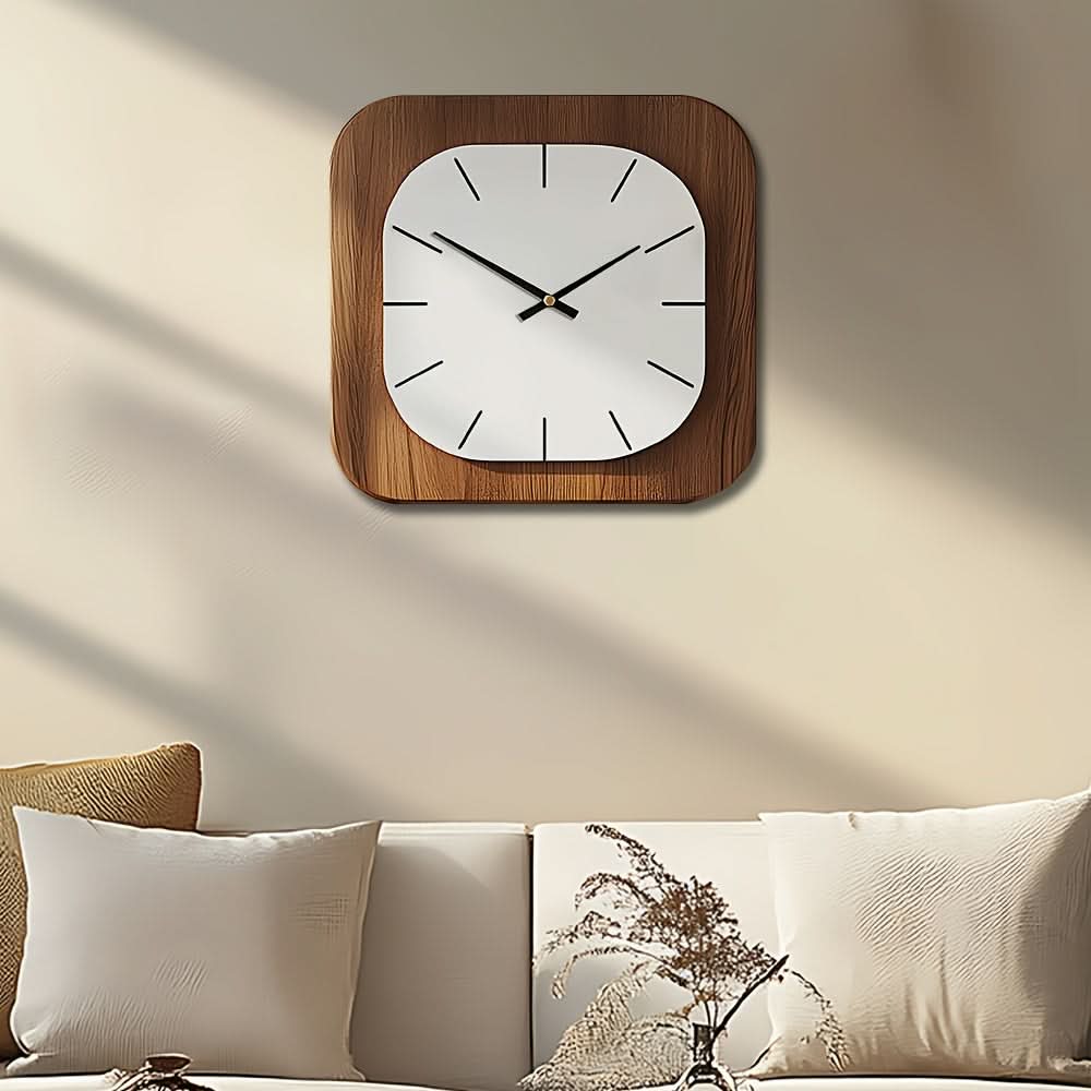 Rustic Square Wooden Wall Clock for Timeless Charm