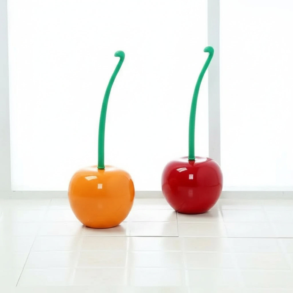 Playful Cherry-Inspired Toilet Brush & Holder Duo