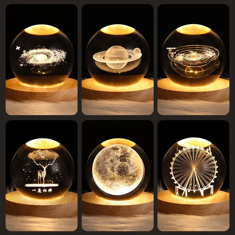 3D Moonlight Crystal Sphere Night Light