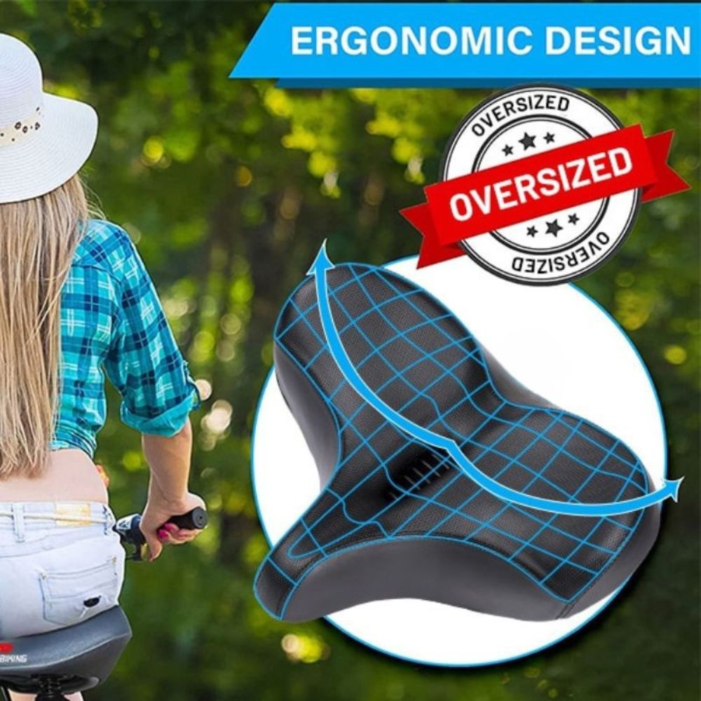 Spacious Bike Seat with Plush Padding and Water-Resistant Cover