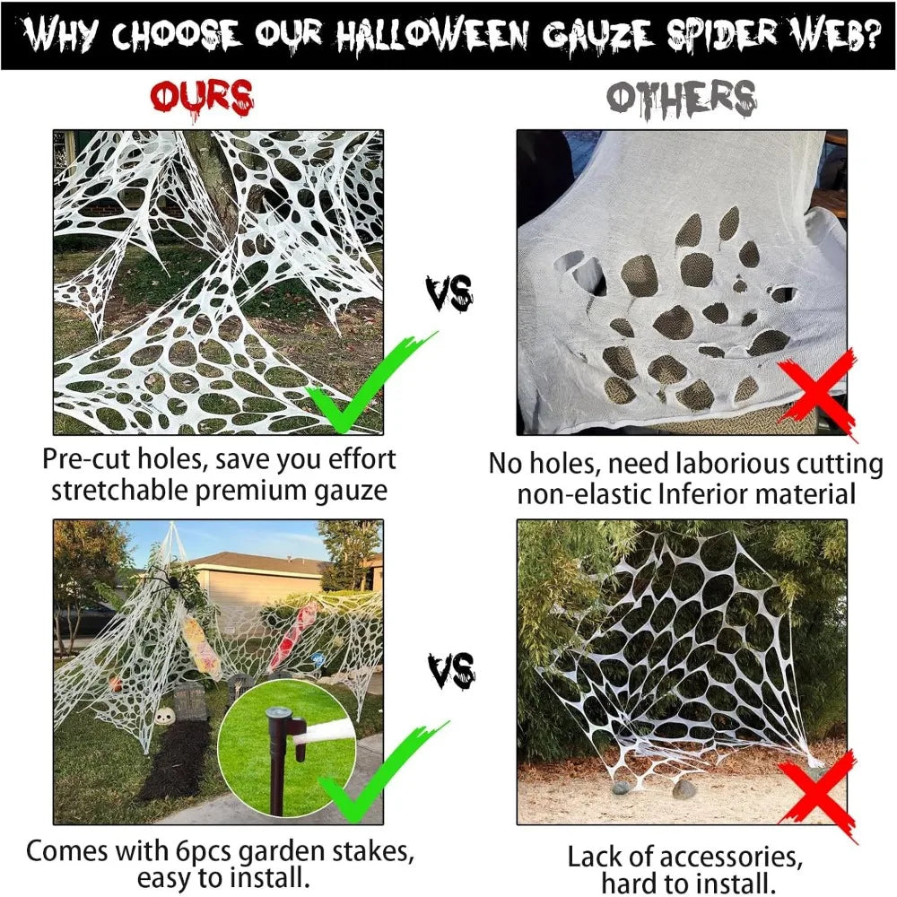 Spooktacular Giant Web Decoration with Ground Stakes