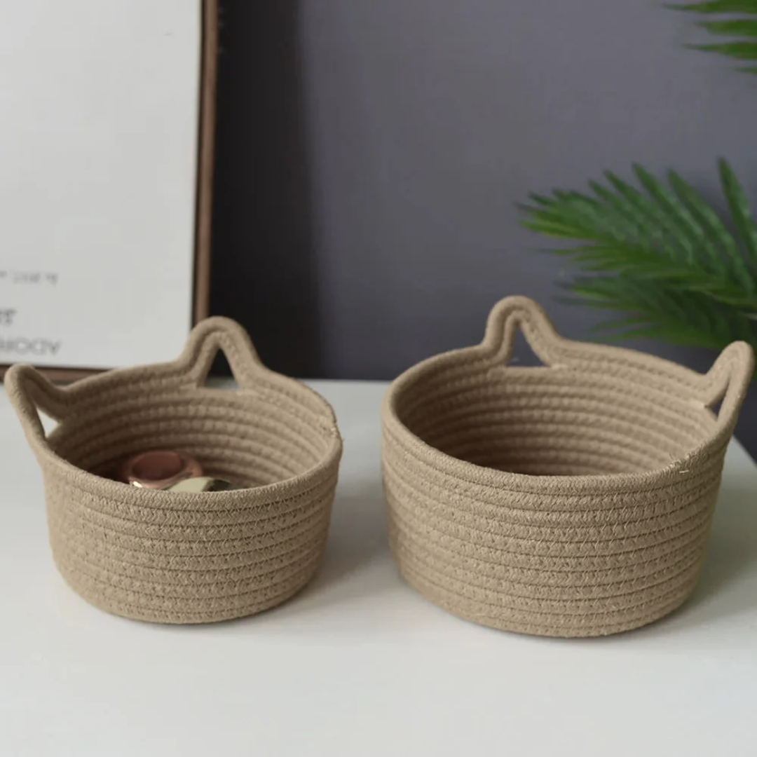 Charming Cat Ears Storage Basket for Desktop Organization