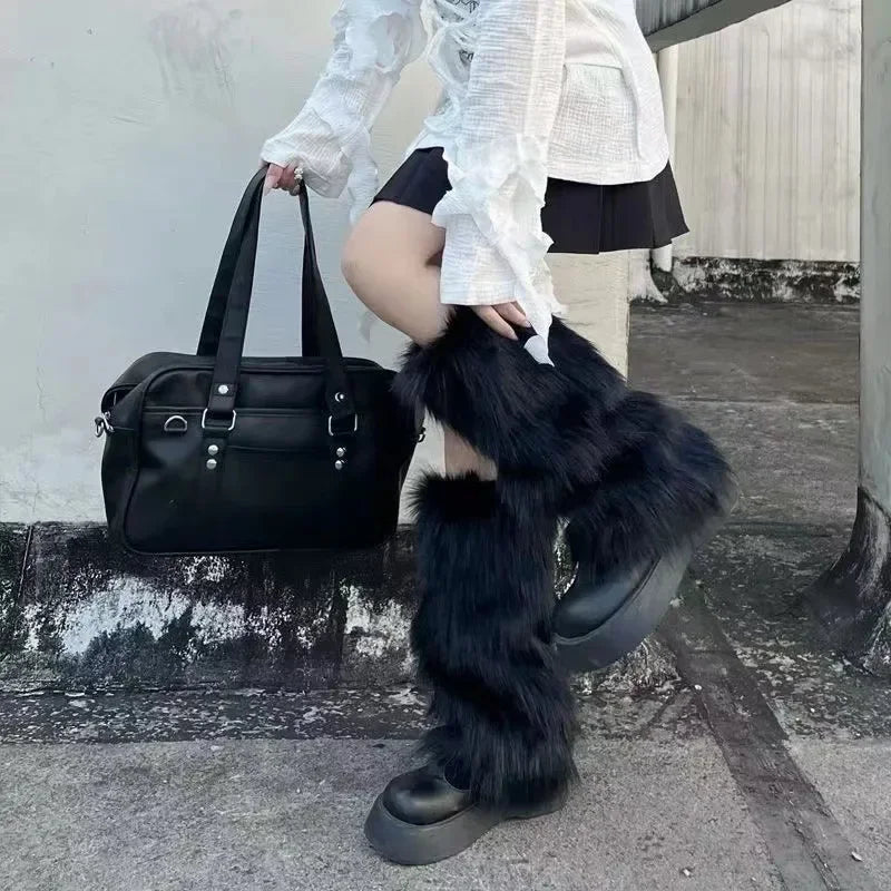 Chic Faux Fur Winter Leg Warmers for Stylish Comfort