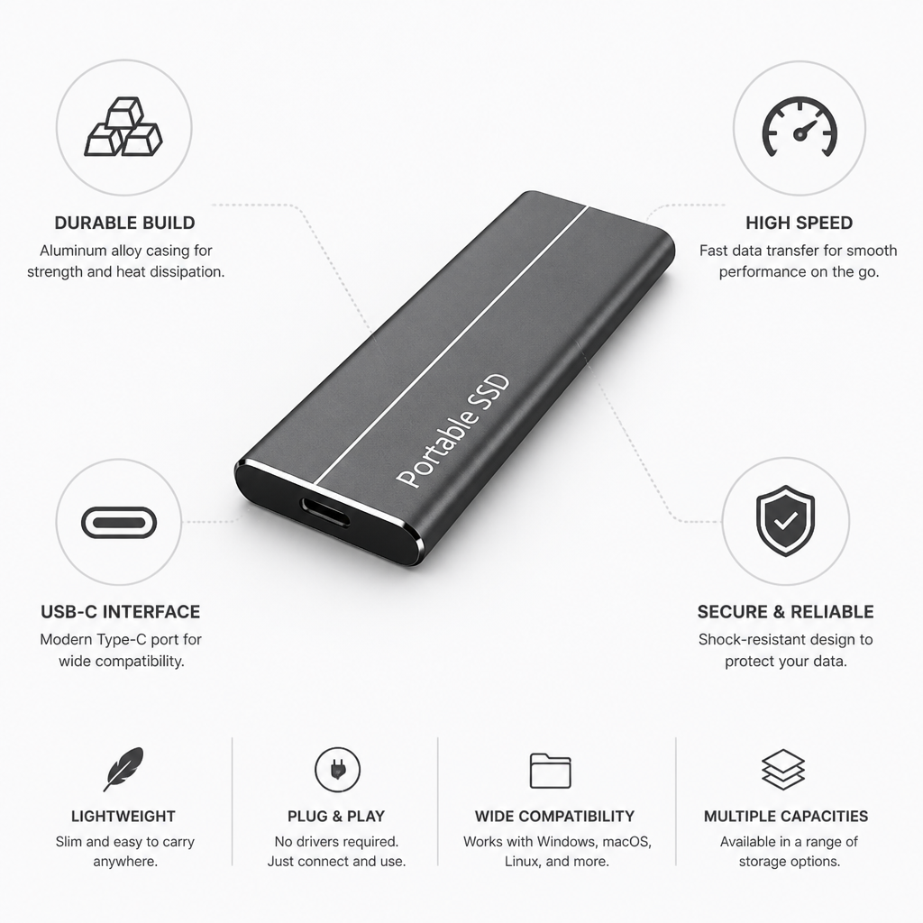 Compact Aluminum Alloy USB-C External SSD