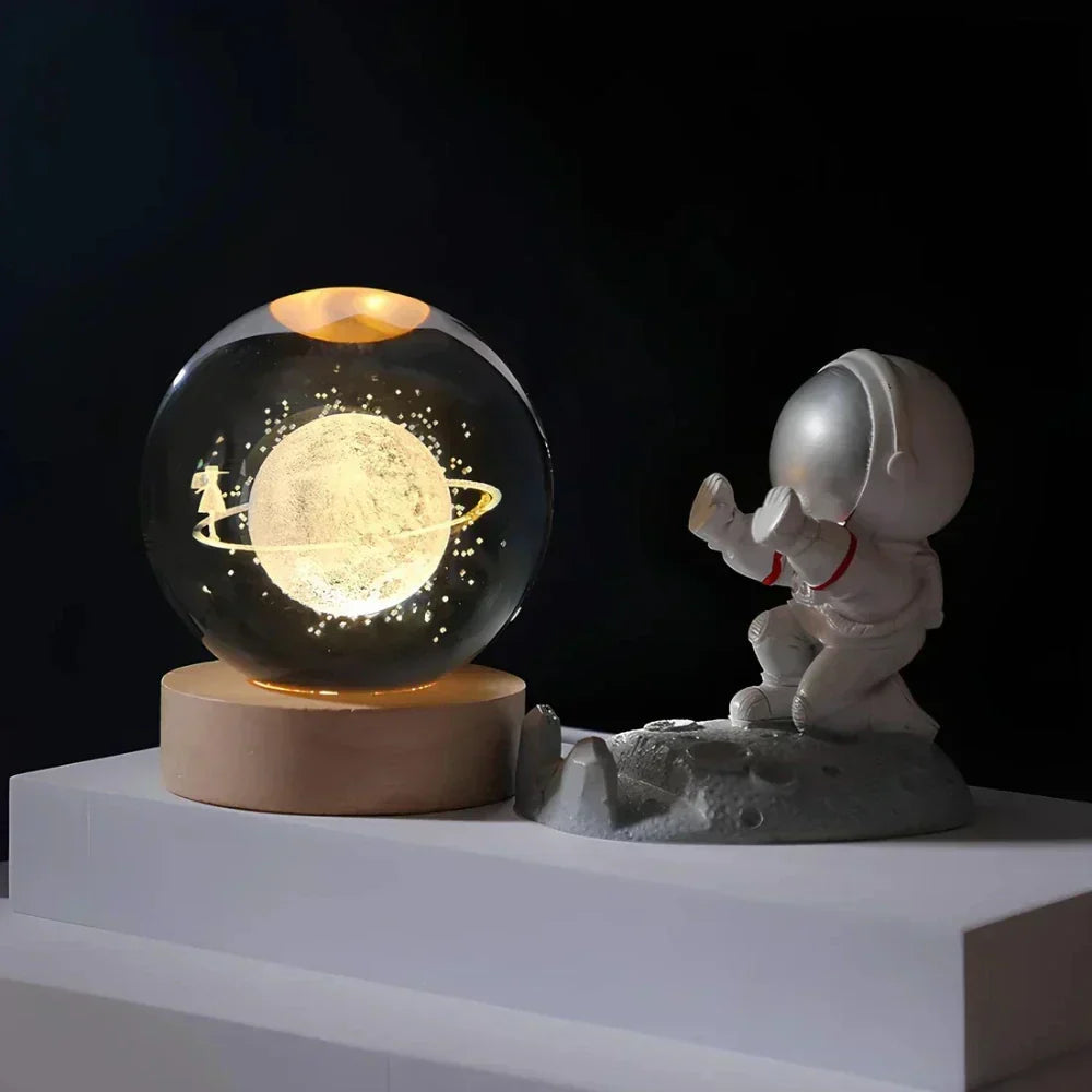Celestial 3D Crystal Sphere with Engraved Design
