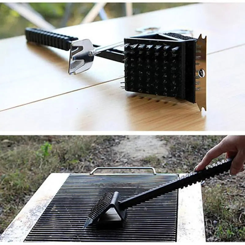 All-in-One Grill Cleaning Tool with Steel Brush and Sponge