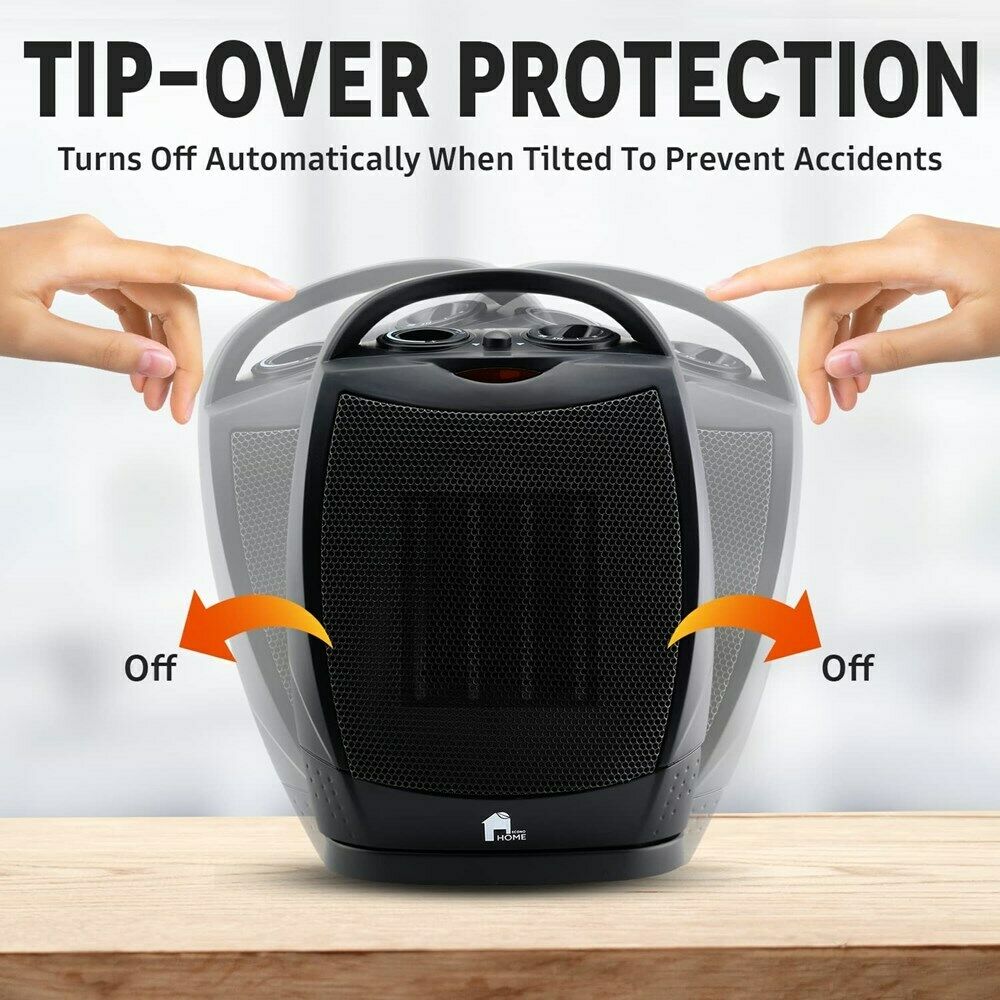 Compact Whisper-Quiet Oscillating Space Heater with Thermostat