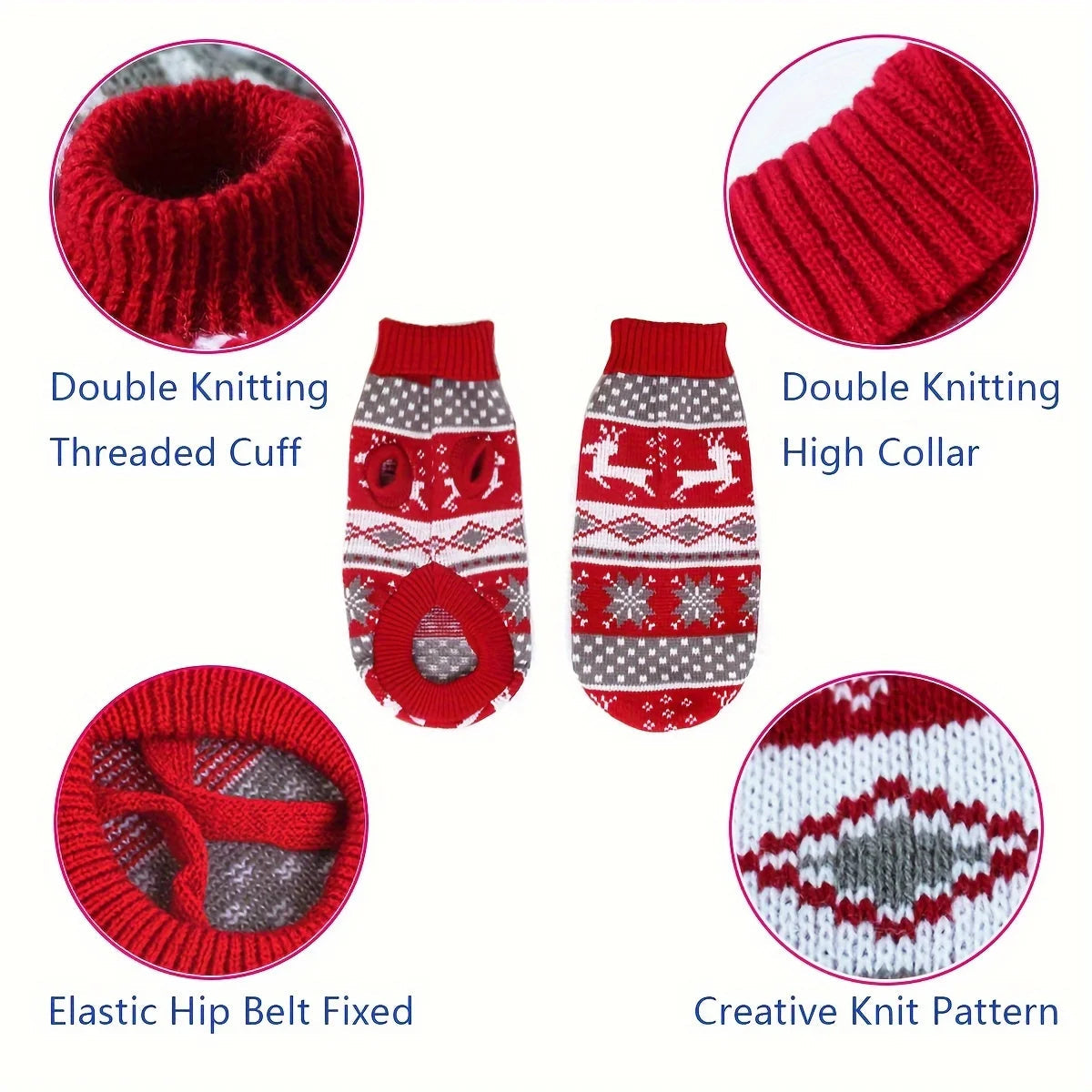 Cozy Festive Sweater for Small Pets