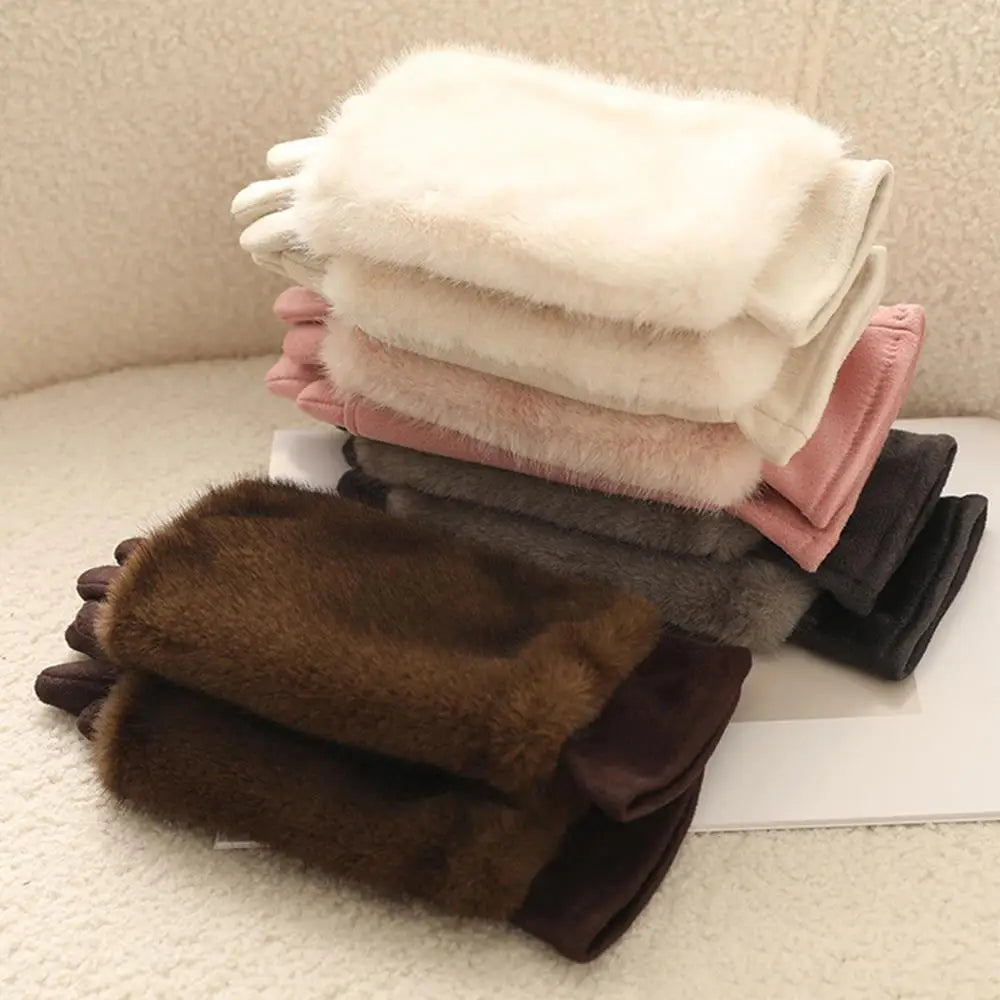 Chic Suede Winter Gloves with Touchscreen Capability