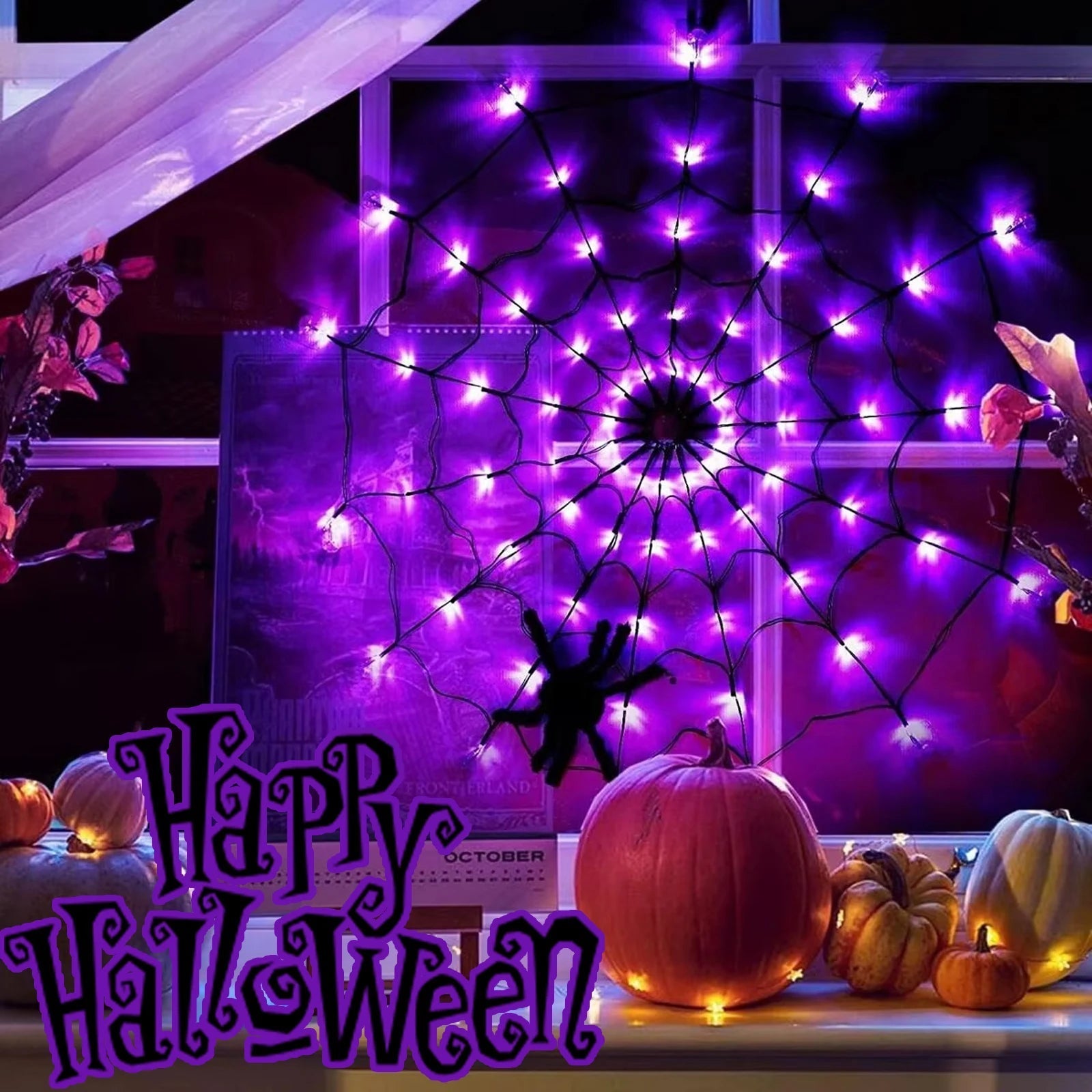 Illuminated Halloween Cobweb Decoration for Spooky Vibes