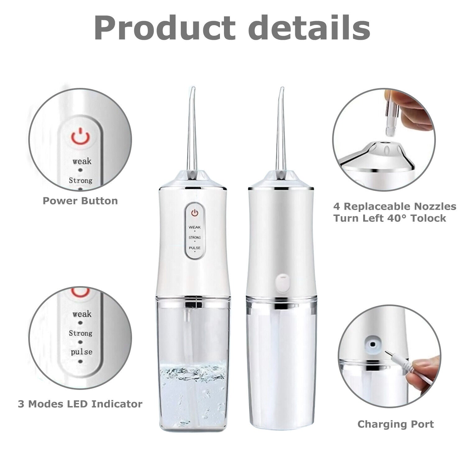 Compact Cordless Water Flosser for Dental Care