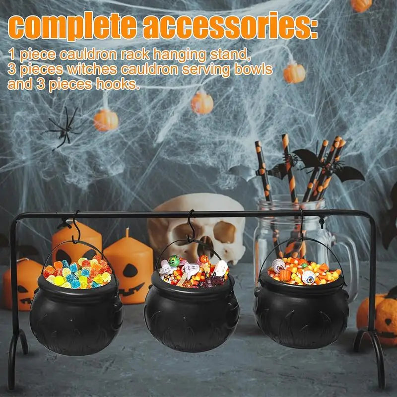 Spooky Cauldron Treat Bowl Set for Halloween Festivities