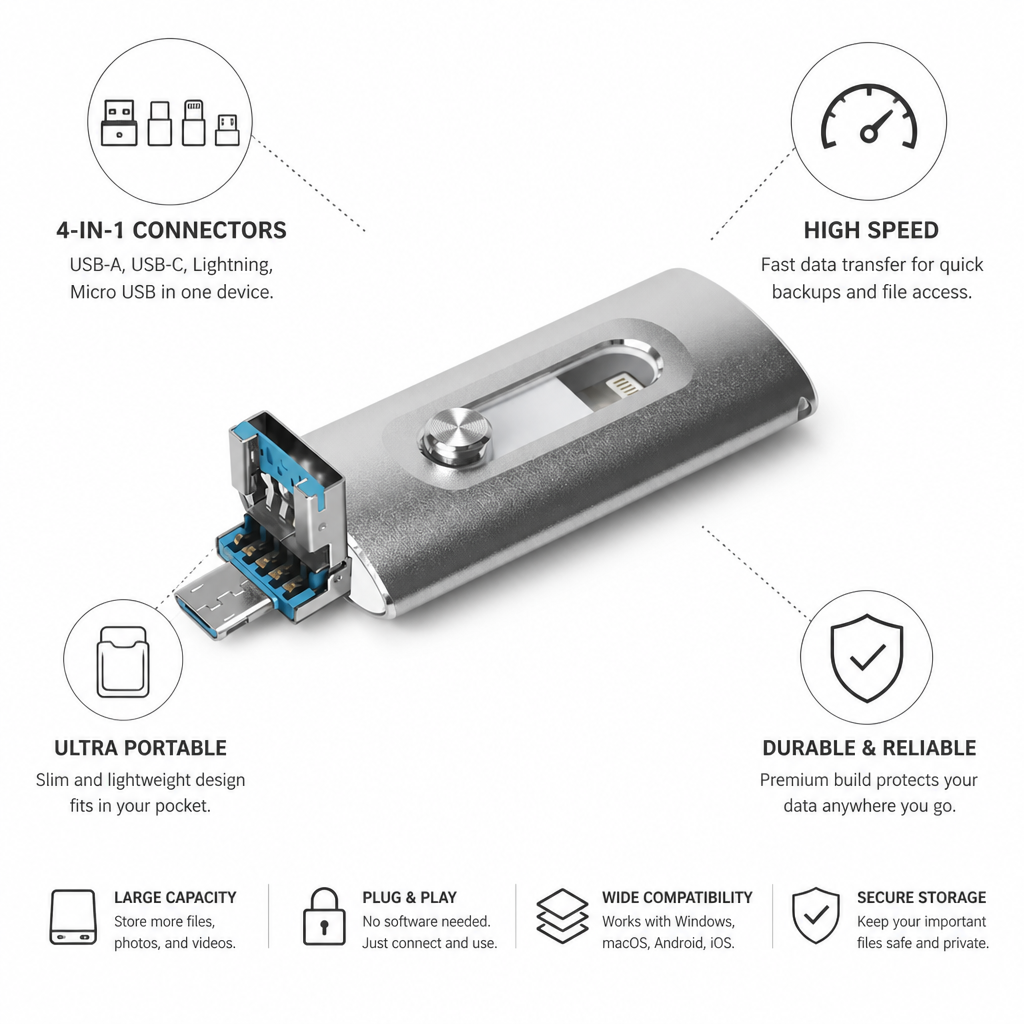 Ultra-Slim Matte 4-In-1 Portable SSD
