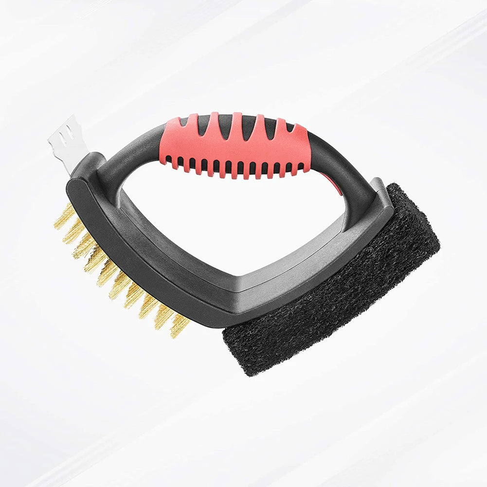 Versatile 3-in-1 BBQ Cleaner with Durable Brass Bristles