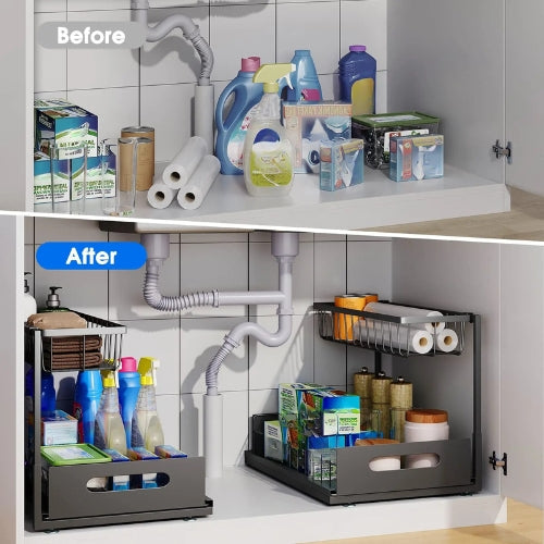 Sliding Organizer for Under Sink – 2-Tier Cabinet Storage