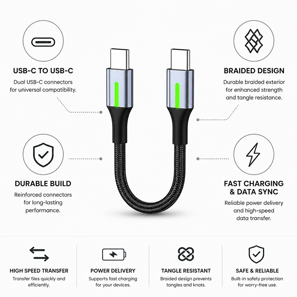 Braided Fiber USB-C Cable (C-C & A-C)