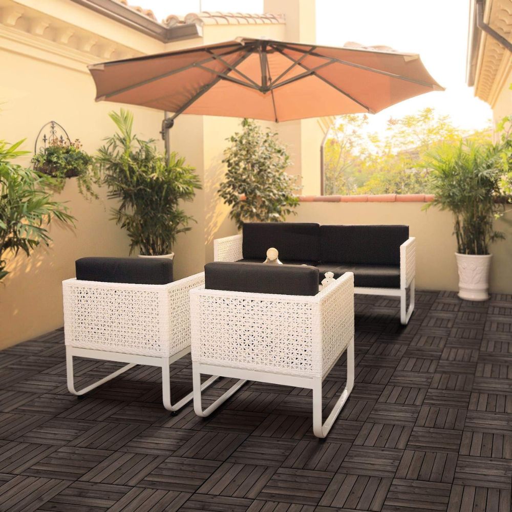 27-Piece Interlocking Wooden Deck Tiles for Outdoor Spaces