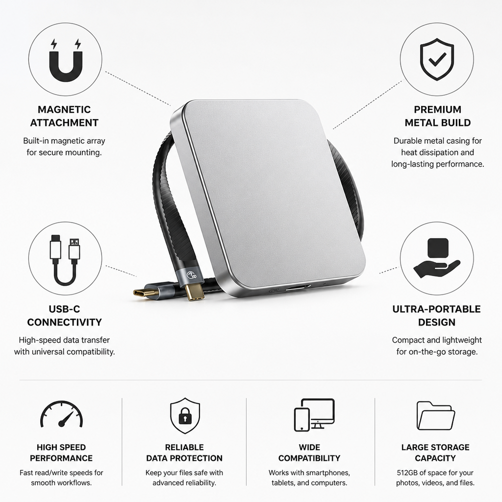 Magnetic Metal Portable SSD (512GB)