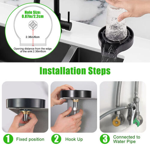 Effortless Kitchen Sink Cup Cleaner with High-Pressure Jets
