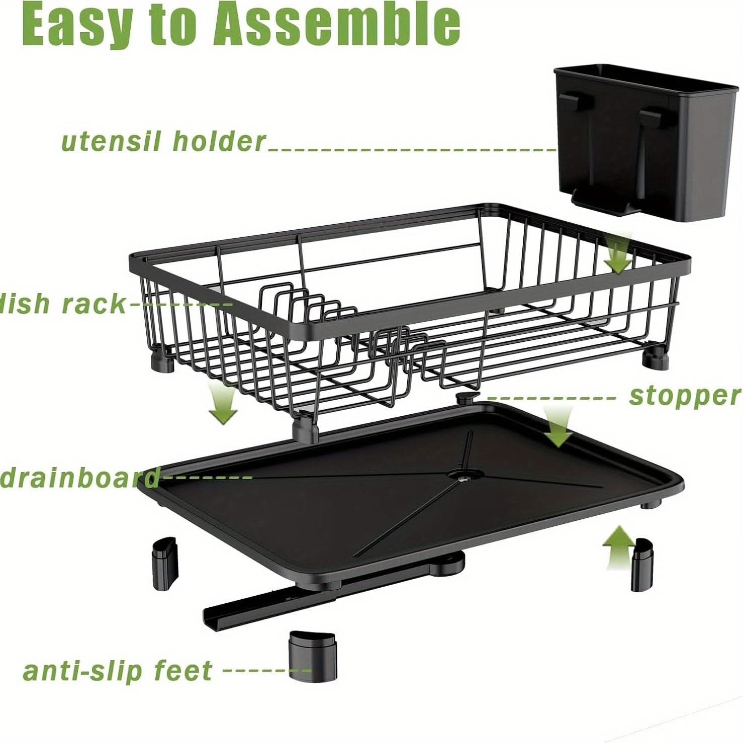 Sleek Dish Drying Rack with Built-In Utensil Organizer