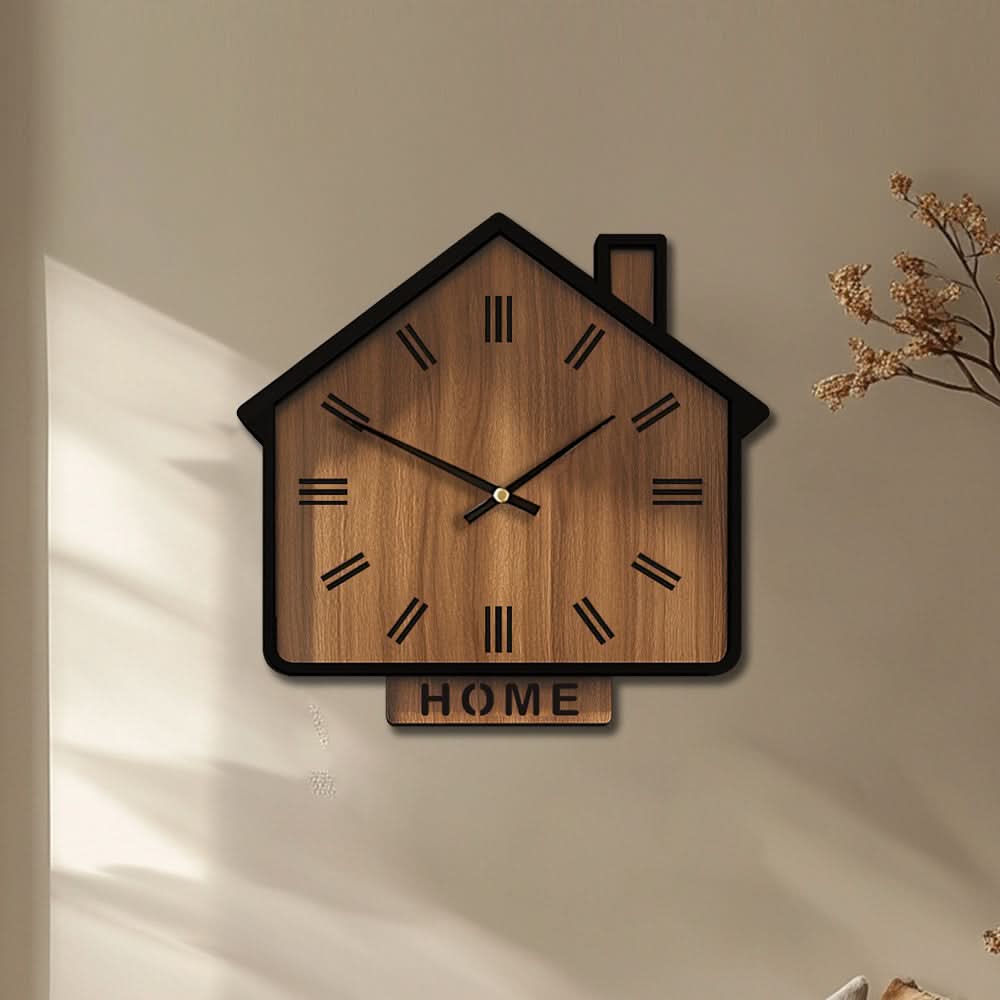 Charming Cottage Shaped Wooden Wall Timepiece