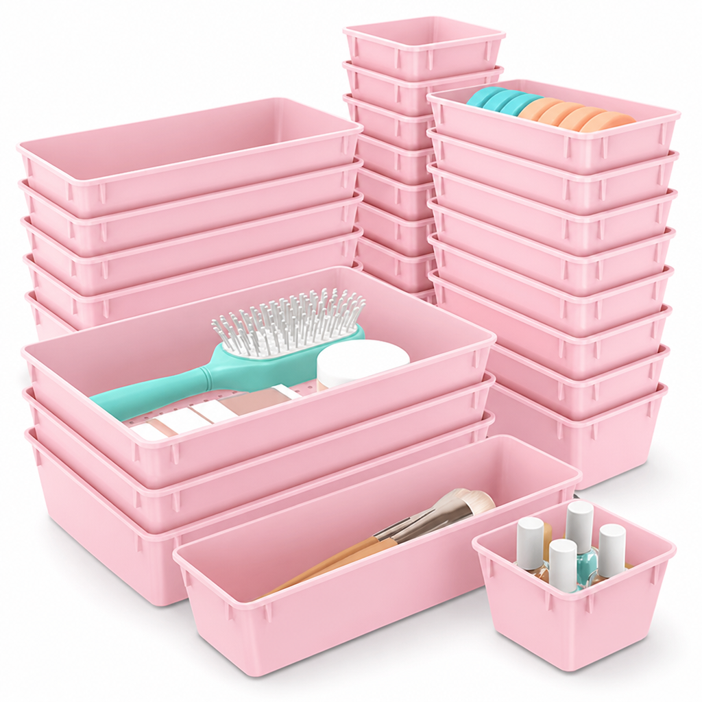 Multi-Size Plastic Drawer Organizer Set
