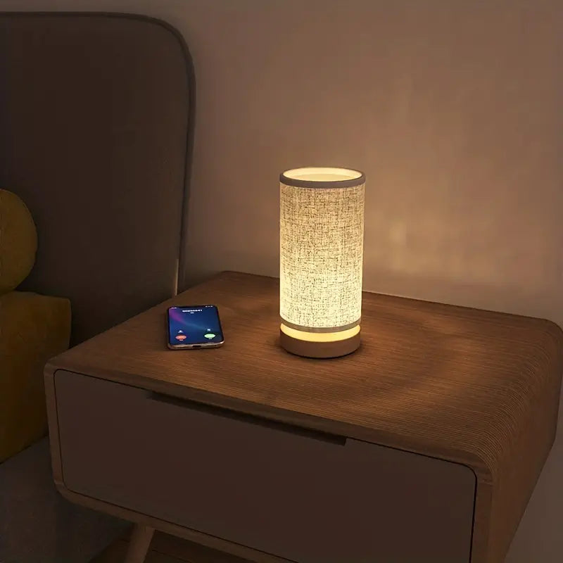 Linen-Style Bedside Lamp – Soft Glow Lighting
